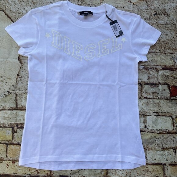 Diesel Tops - $58 Diesel Women’s T-Sully Ai New Print T-Shirt Short Sleeves In White Size M